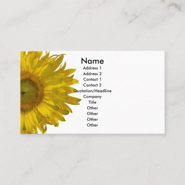 Tarjeta De Visita Girasol amarillo (Anverso)