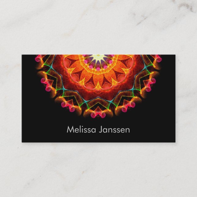 Tarjeta De Visita Girasol anaranjado - Mandala (Anverso)