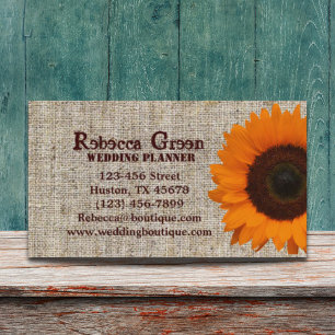 Tarjeta De Visita girasol burlap western country garden sunflower