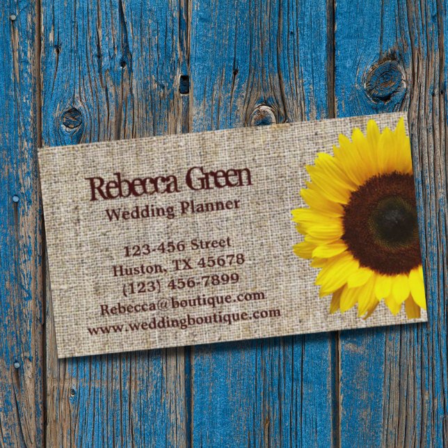 Tarjeta De Visita girasol burlap western country garden sunflower (trendy burlap western country garden sunflower business card)