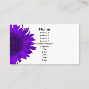 Tarjeta De Visita Girasol de arte pop morado y blanco