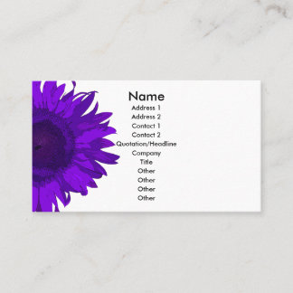 Tarjeta De Visita Girasol de arte pop morado y blanco