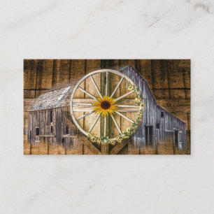 Tarjeta De Visita Girasol de carreta de barro rústico