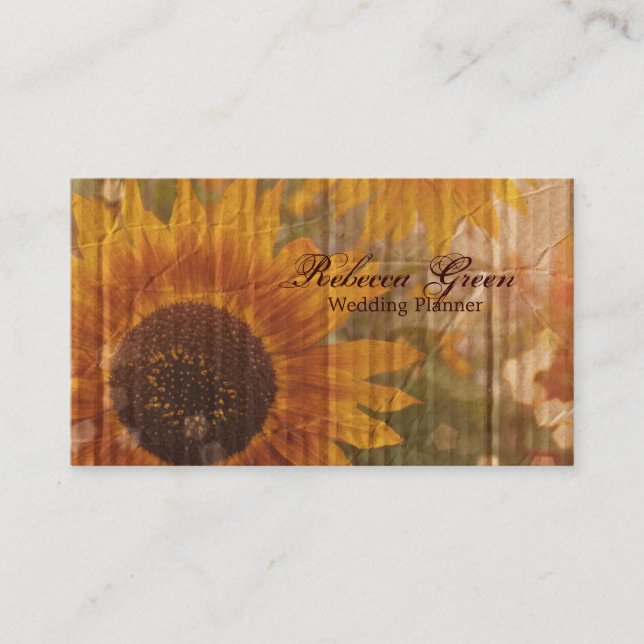 Tarjeta De Visita girasol de jardín rústico occidental elegante (Anverso)