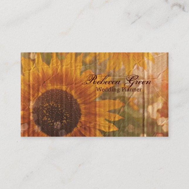 Tarjeta De Visita girasol de jardín rústico occidental elegante (Anverso)