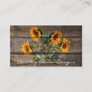 Tarjeta De Visita Girasol de madera rústica