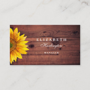 Tarjeta De Visita Girasol. Flor rústica. Profesional del país