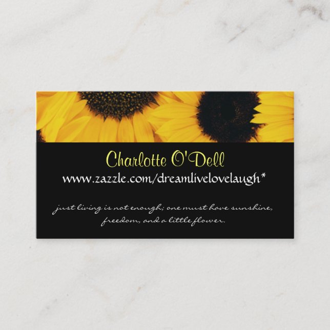 Tarjeta De Visita girasol; márketing del Web site (Anverso)