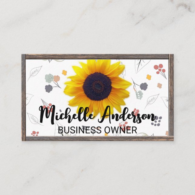 Tarjeta De Visita Girasol | Patrón floral (Anverso)
