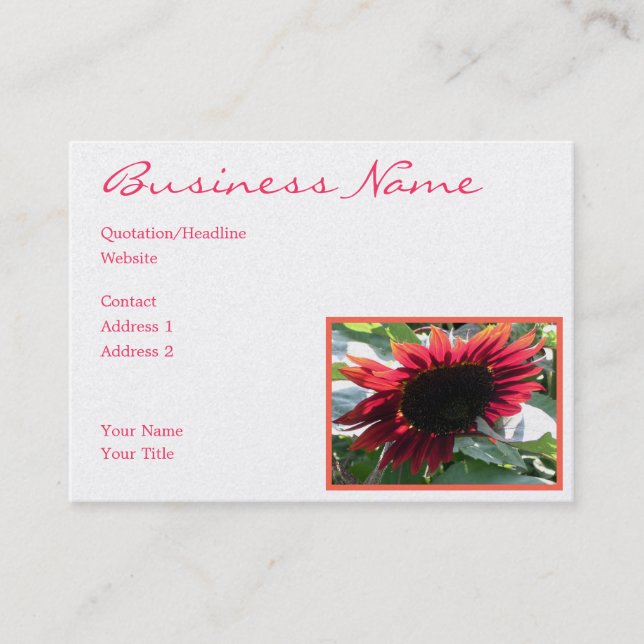 Tarjeta De Visita Girasol rojo grande (Anverso)
