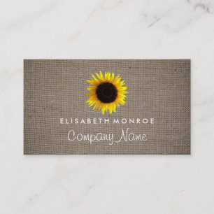 Tarjeta De Visita Girasol y Burlap, floristería