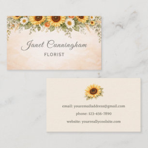 Tarjeta De Visita Girasoles Boho Cualquier Profesión