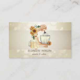 Tarjeta De Visita Girasoles elegantes Bokeh, raya, mezclador