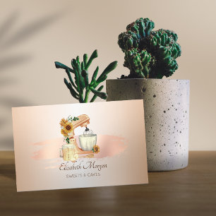 Tarjeta De Visita Girasoles Elegantes Mezclador Rosa Dorado Pincelad