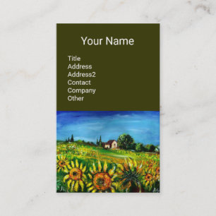 TARJETA DE VISITA GIRASOLES Y CAMPO EN TOSCANA- ITALIA