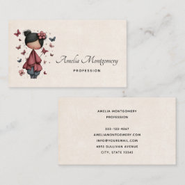 Tarjeta De Visita Girl with Magic Wand and Butterflies