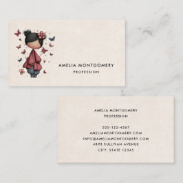 Tarjeta De Visita Girl with Magic Wand and Butterflies