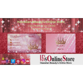 Tarjeta De Visita Girly Business Trendy Purpurina Elegante Corona