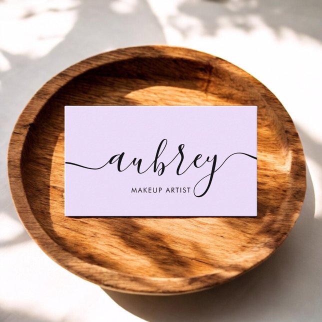 Tarjeta De Visita Girly Calligraphy Minimalista Light Purple (Subido por el creador)