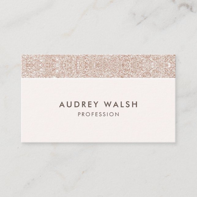 Tarjeta De Visita Girly Champagne crema purpurina profesional de luj (Anverso)