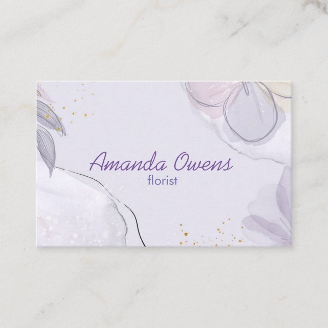 Tarjeta De Visita Girly Floral Purple Business Card (Anverso)