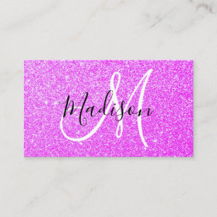 Tarjeta De Visita Girly & Glam Lila Purpura Brillo Destello Monogram