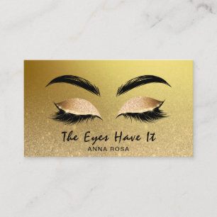 Tarjeta De Visita *~* Girly Gold Lashes Dorados Brotes Extensiones