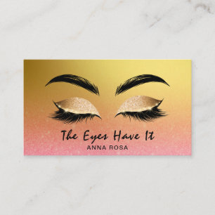 Tarjeta De Visita *~* Girly Gold Peach Peach Lash Extensiones Brotes