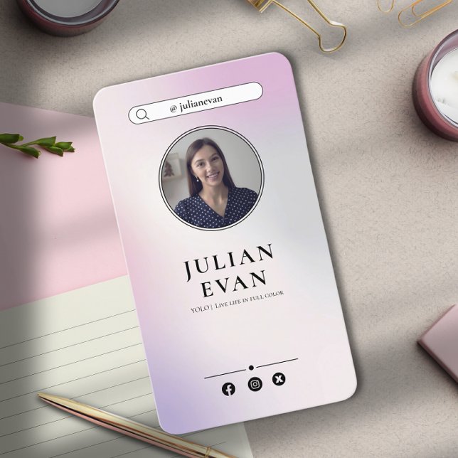 Tarjeta De Visita Girly Instagram Holographic Business Card (Subido por el creador)