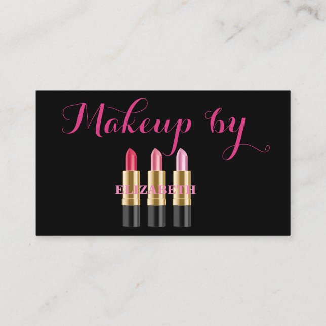 Tarjeta De Visita Girly Moderno Profesional, Negro ,Lipstick