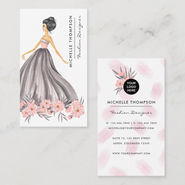 Tarjeta De Visita Girly New York Fashion Designer (Anverso / Reverso)