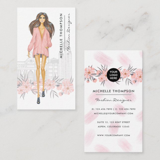 Tarjeta De Visita Girly New York Fashion Designer (Anverso / Reverso)