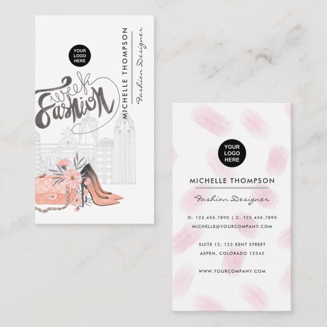 Tarjeta De Visita Girly New York Fashion Week Designer (Anverso / Reverso)