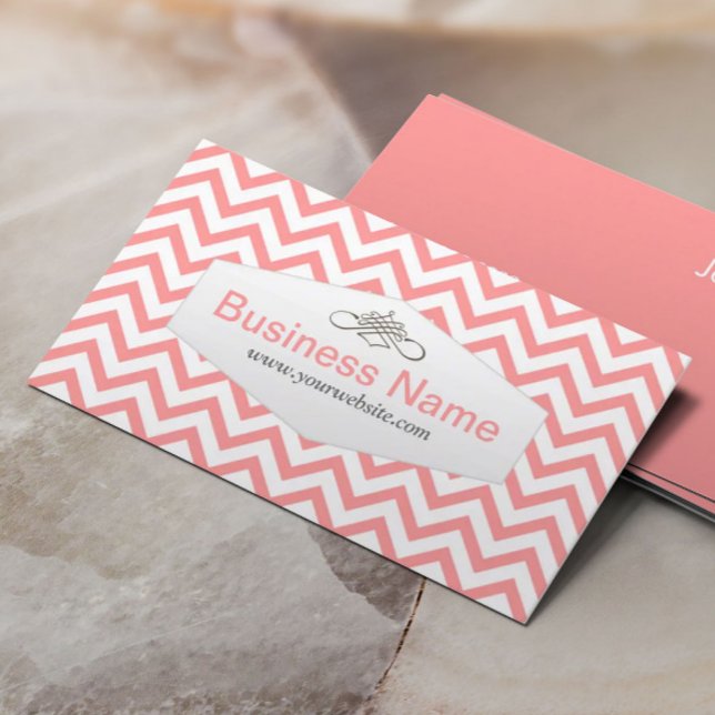 Tarjeta de visita Girly Pink Chevron Baby Sitter (Subido por el creador)