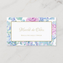 Tarjeta De Visita Girly Purple Succulum Floral Beauty Boutique