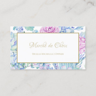 Tarjeta De Visita Girly Purple Succulum Floral Beauty Boutique