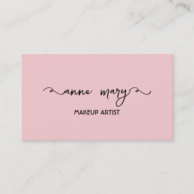 Tarjeta De Visita Girly Rubor Pink Makeup Artista Salon Trendy (Anverso)