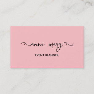 Tarjeta De Visita Girly Rubor Pink Trendy Calligraphy Event Planner
