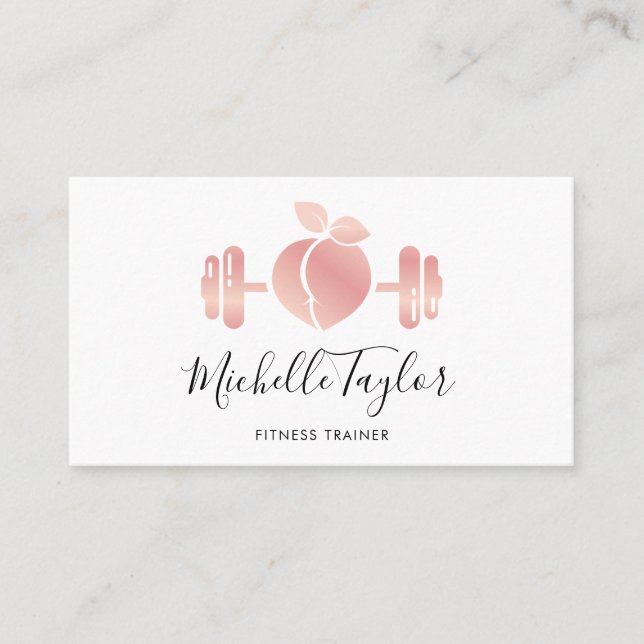 Tarjeta De Visita Girly Rubor Rosa Gold Fitness Trainer (Anverso)