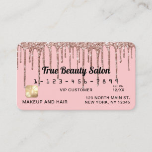 Tarjeta De Visita Girly Rubor Rosa Rosa Gold Purpurina Dris Crédito