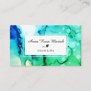Tarjeta De Visita *~* Girly Spa & Salón Artístico Abstracto Acuát