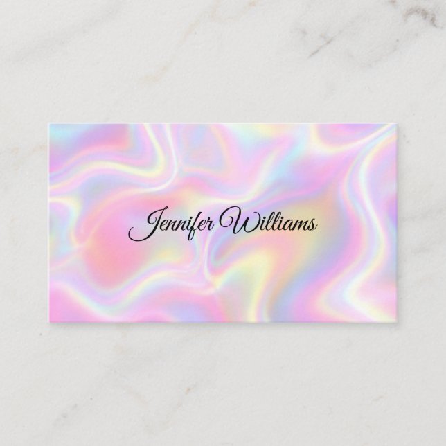 Tarjeta De Visita Girly Vibrant Pastel Holographic Swirl Design      (Anverso)