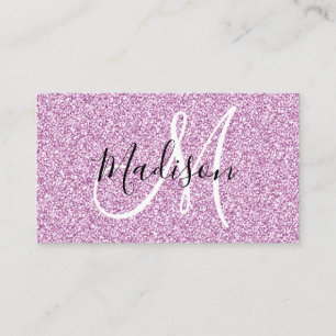 Tarjeta De Visita Girly y Glam Lilac Purpurina púrpura espárrago mon