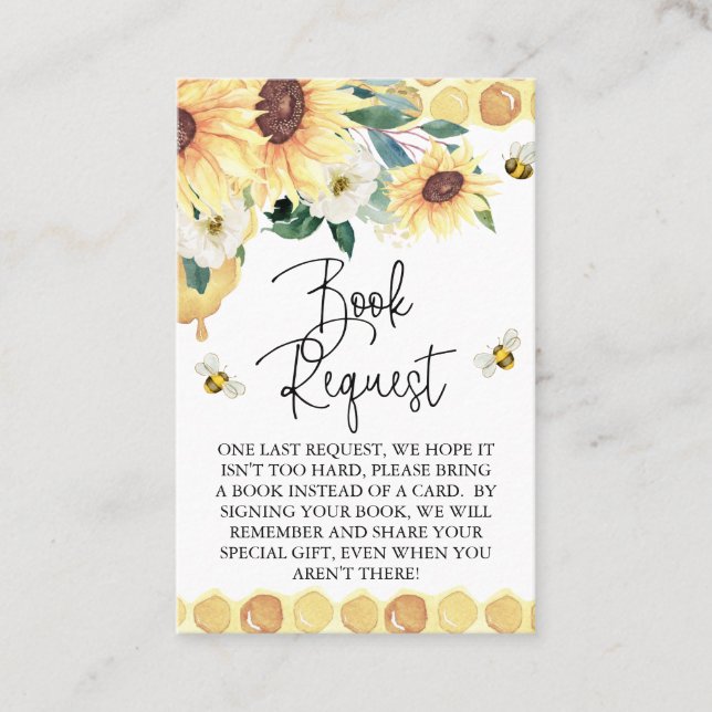 Tarjeta De Visita Giro Abeja Baby Shower Solicitud de libro Insertar (Anverso)