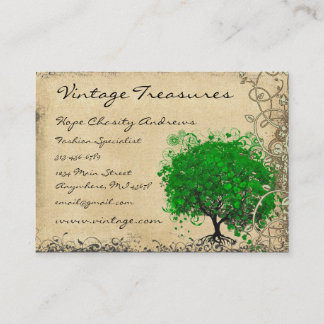 Tarjeta De Visita Giro De Árbol Del Corazón Esmeralda
