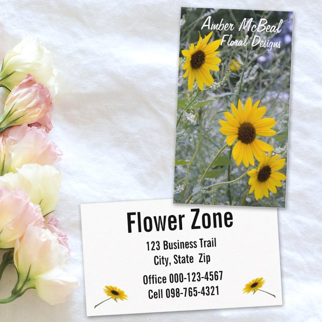 Tarjeta De Visita Giros diagonales (This easy to personalize sunflower photo business card can be used for a variety of occupations.)