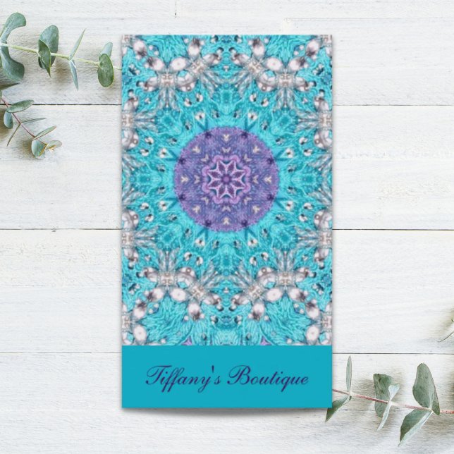 Tarjeta De Visita Gitano de etnia gitana bordado azul turquesa bohem (Gypsy Ethnic Embroidery turquoise blue bohemian Business Card)