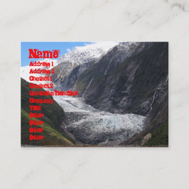 Tarjeta De Visita Glaciar Franz Josef, Nueva Zelandia (Anverso)