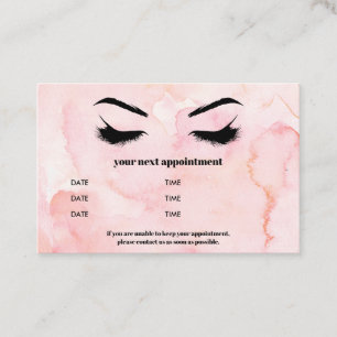 Tarjeta De Visita Glam acuarela rosa Browbar Eyelash Lujo