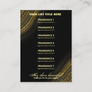 Tarjeta De Visita Glam Agate Black Gold Fragrance List Business Card